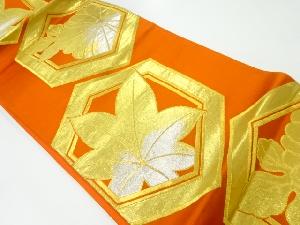 アンティーク　亀甲に菊・楓模様織出し袋帯（材料）